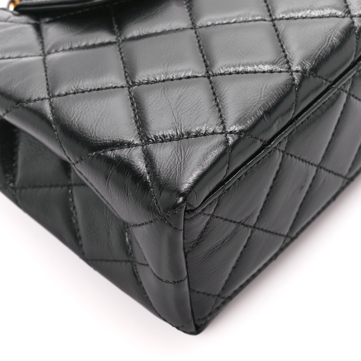 Chanel Shiny Aged Calfskin Quilted Nano Kelly Shopper Black 9 of 10