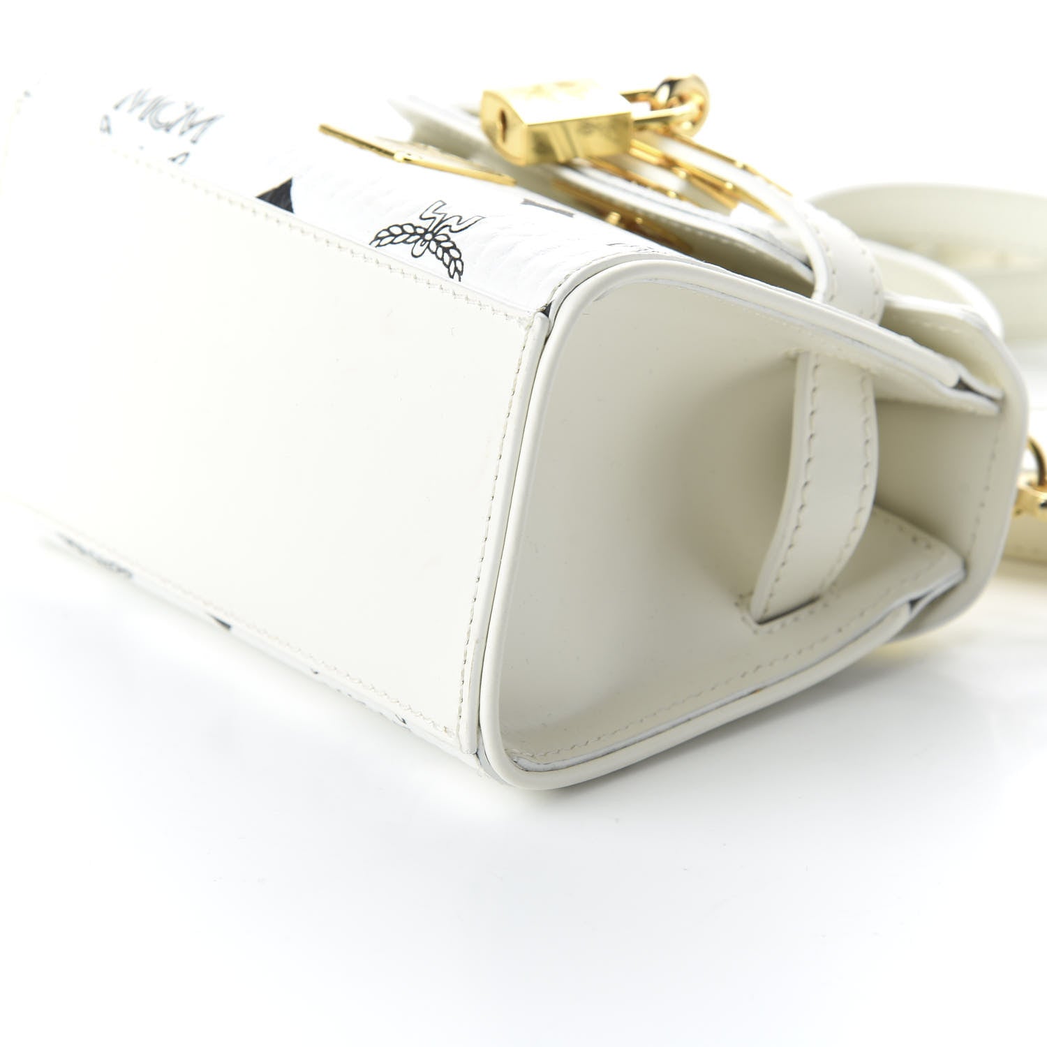 MCM Visetos X-Mini Heritage Top Handle Satchel White 670574