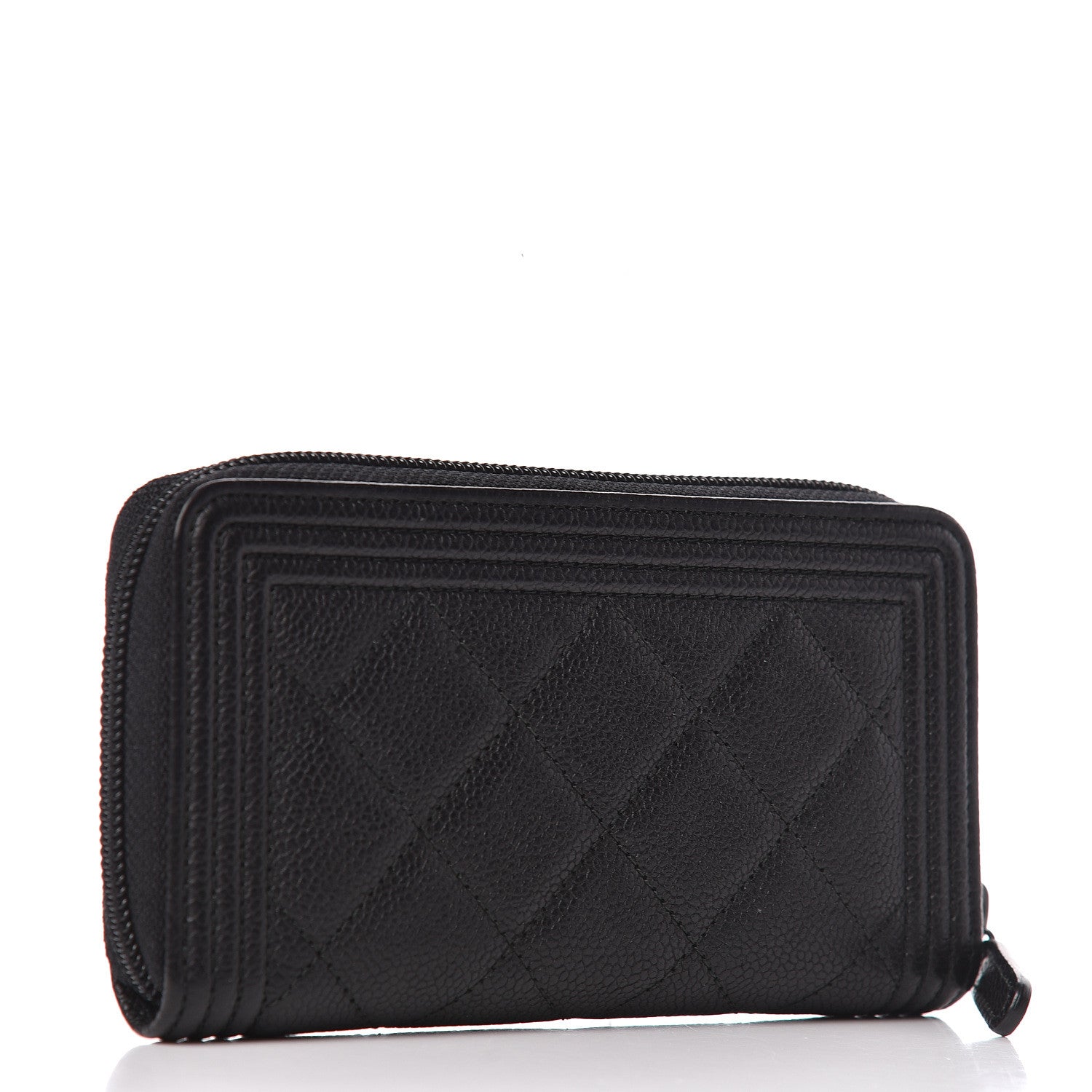 Chanel Caviar Quilted Small Boy Zip Around Wallet Black 3 of 10