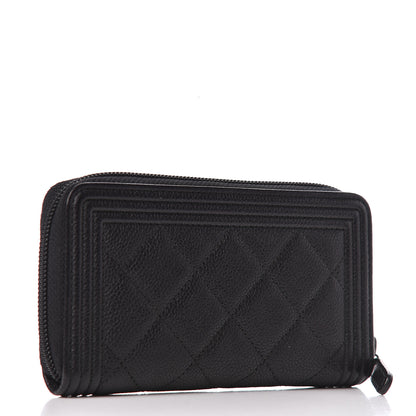 Chanel Caviar Quilted Small Boy Zip Around Wallet Black 3 of 10