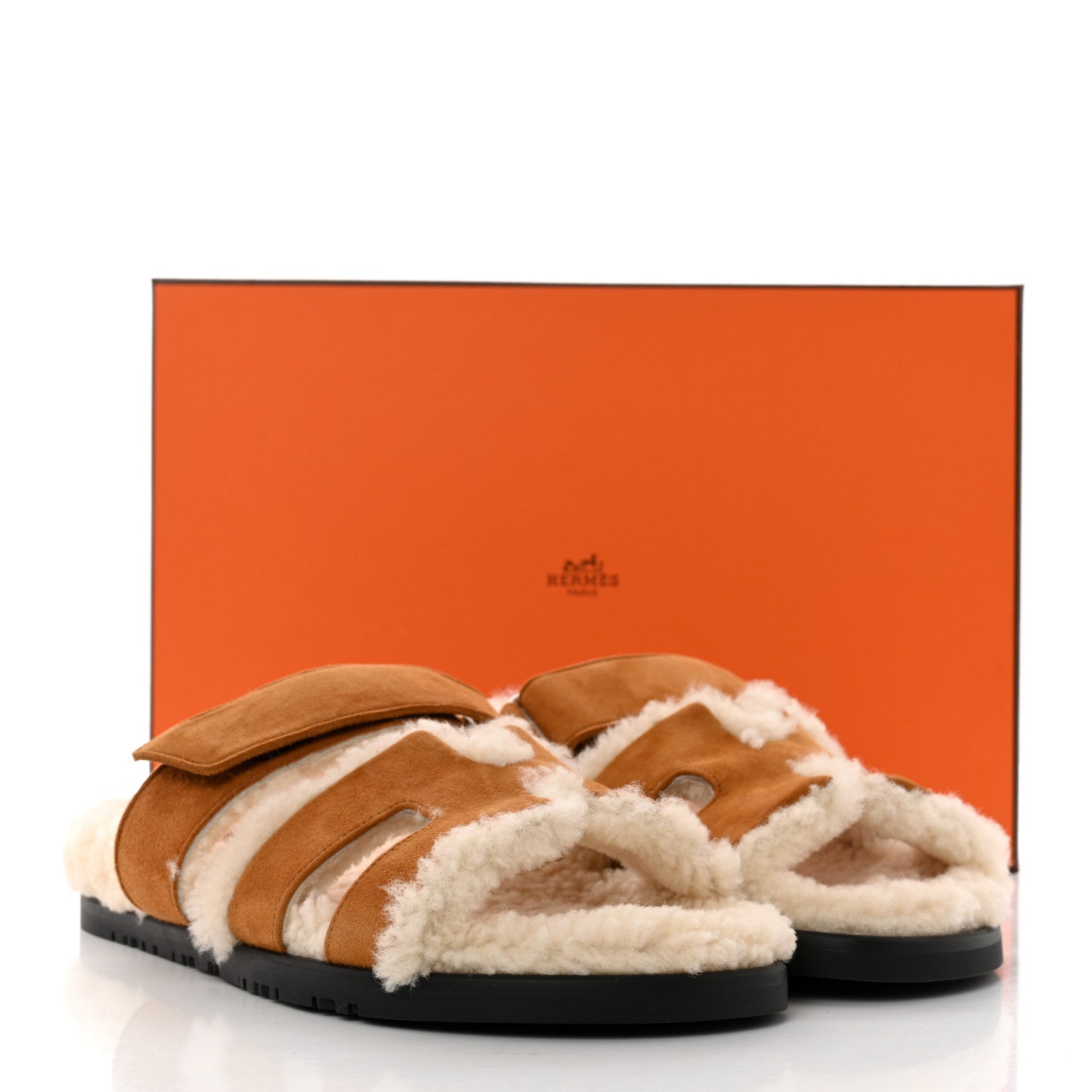 Hermes Suede Goatskin Woolskin Womens Chypre Sandals 37 Naturel Ecru 9 of 9