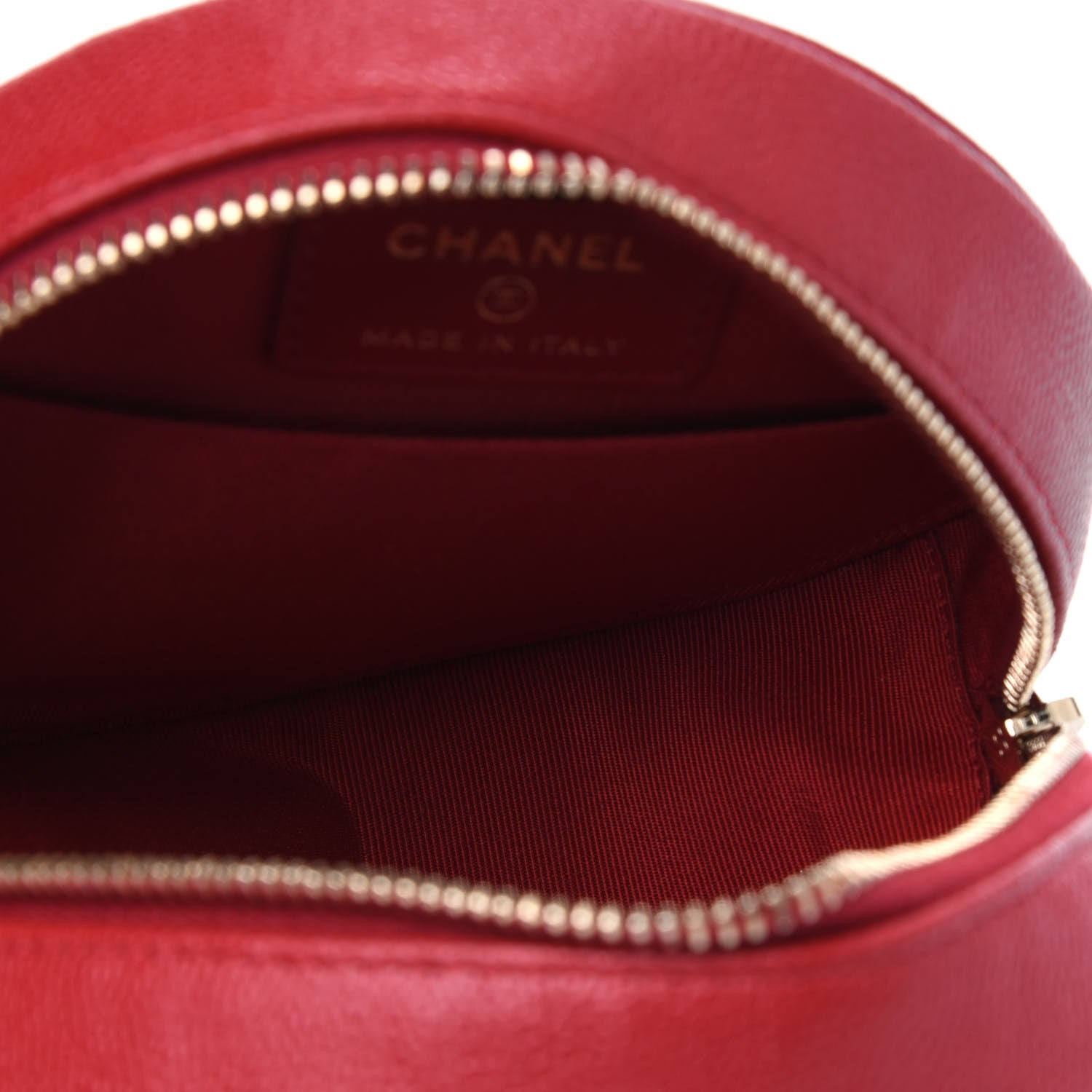 Chanel Caviar Quilted Round Clutch With Chain Red 3 of 3