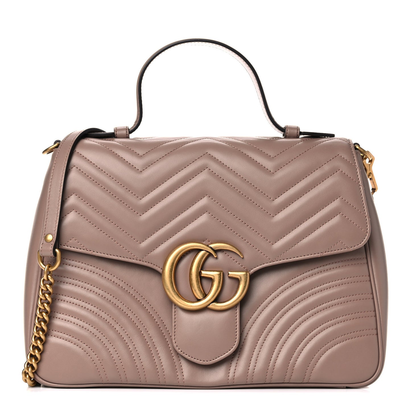 Calfskin Matelasse Medium GG Marmont Top Handle Shoulder Bag Porcelain Rose