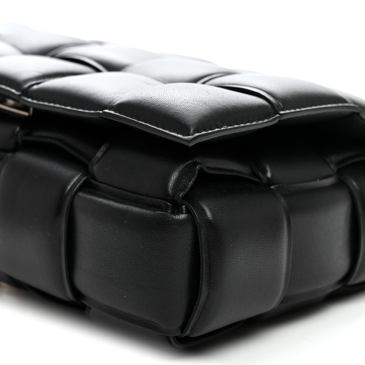 Lambskin Maxi Intreccio Padded Chain Cassette Crossbody Bag Black