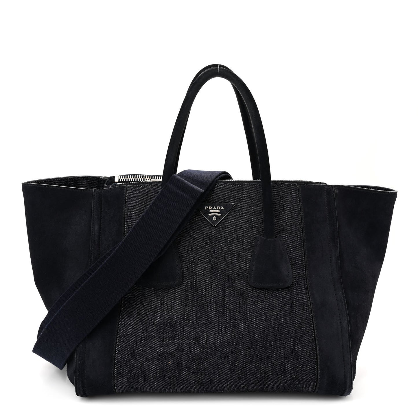 Denim Suede Scamosciato Twin Pocket Tote Bleu