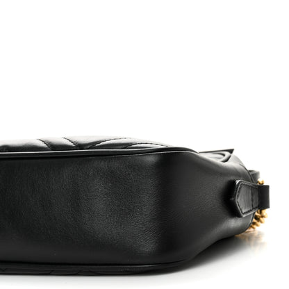 Gucci Calfskin Matelasse Small GG Marmont Chain Shoulder Bag Black 10 of 11