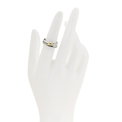 David Yurman Sterling Silver 18K Yellow Gold 6mm X Crossover Ring 51 5.75 2 of 5