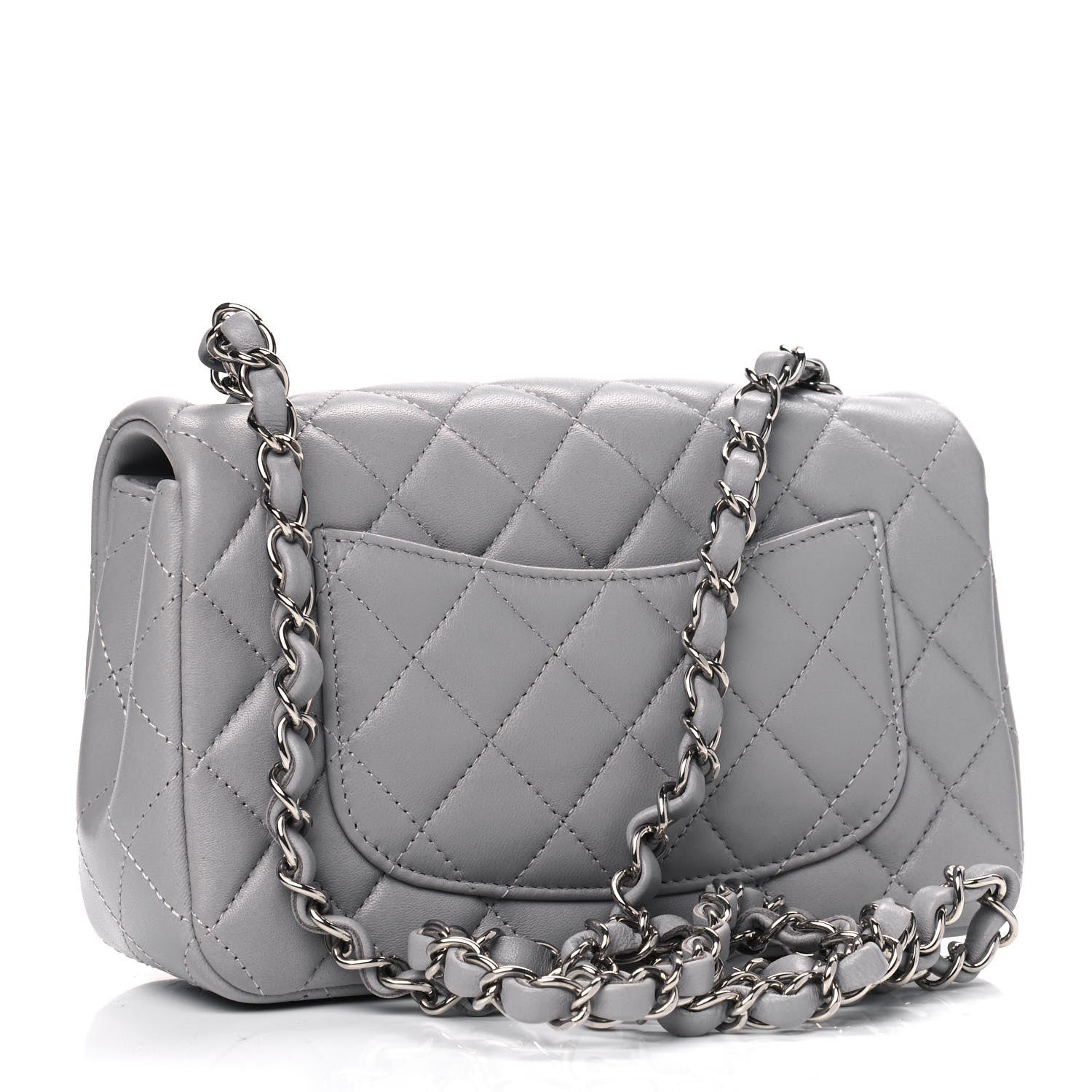Chanel Lambskin Quilted Mini Rectangular Flap Grey 2 of 4