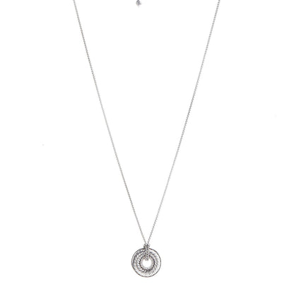 David Yurman Sterling Silver Diamond 19mm Thoroughbred Pendant Necklace 1 of 7