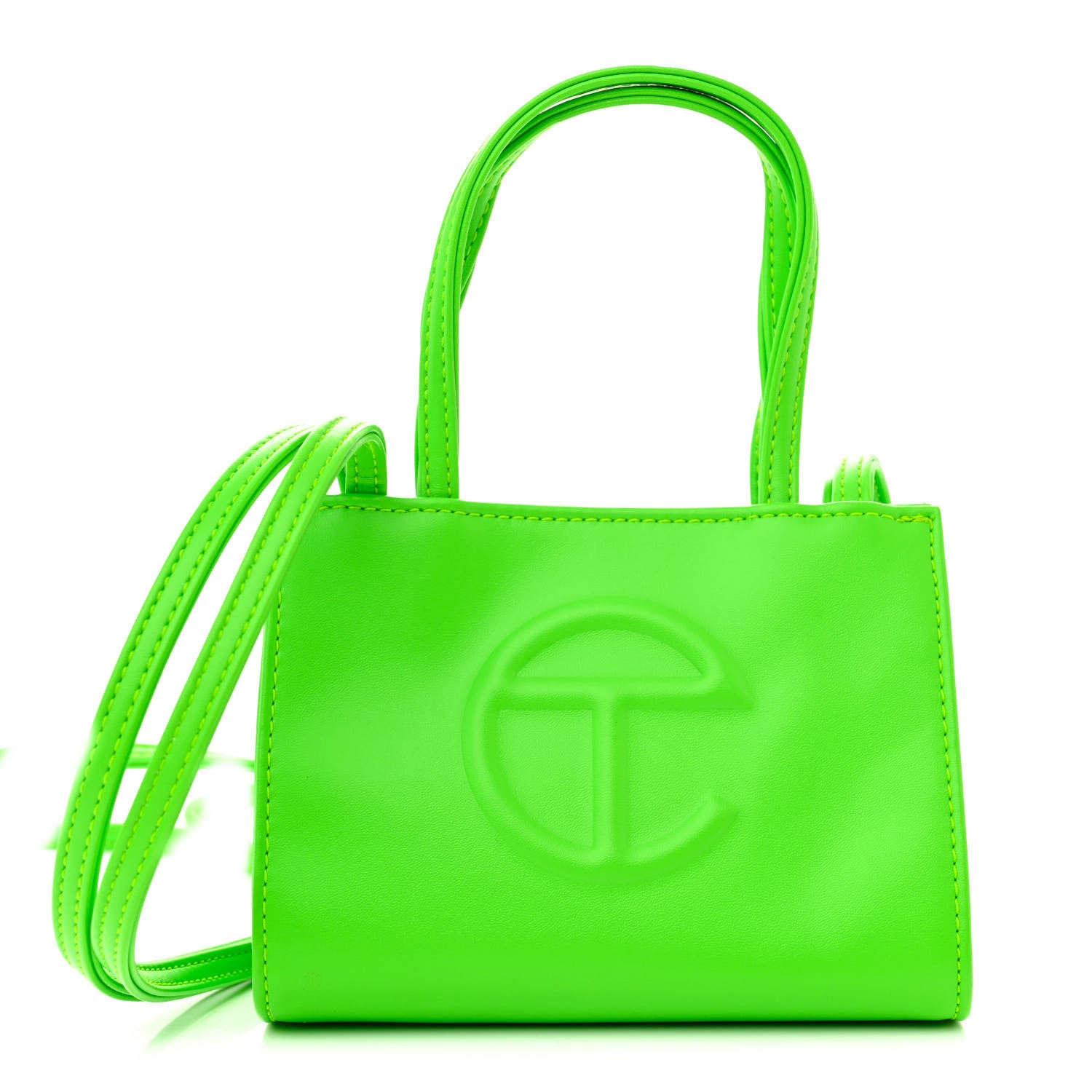Telfar Vegan Leather Small Shopping Bag Highlighter Green 1 of 10