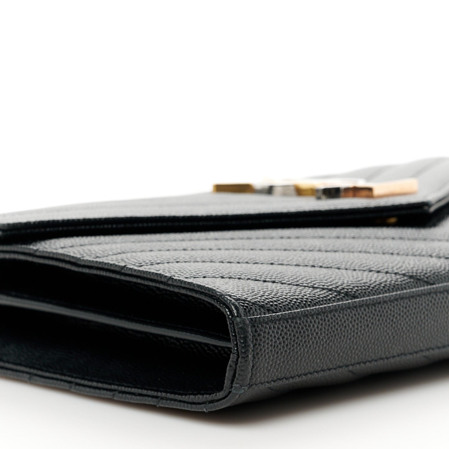 Grain De Poudre Matelasse Chevron Monogram Chain Wallet Black