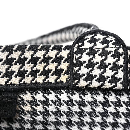 Christian Dior Canvas Houndstooth Embroidered Large Book Tote Black White 13 of 16