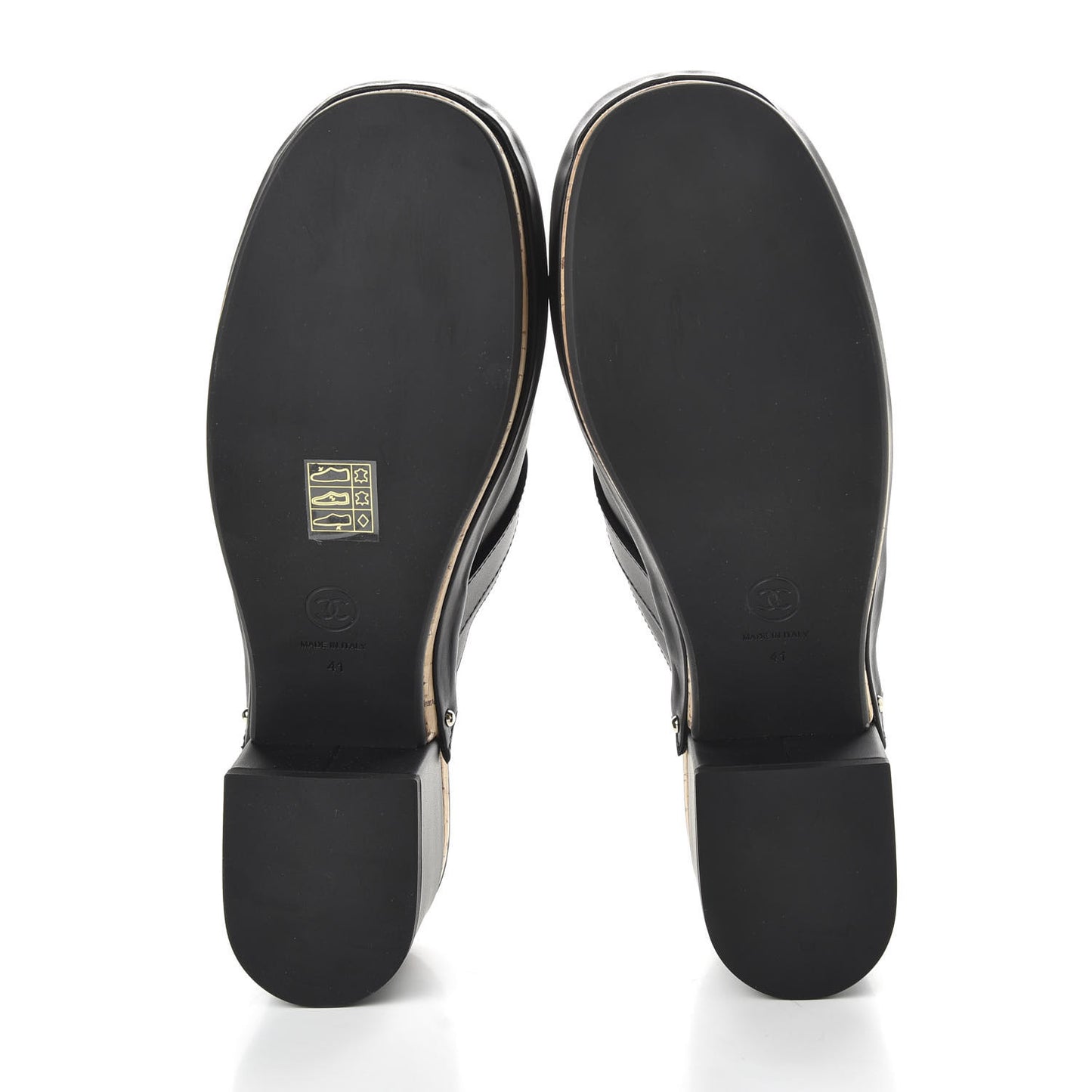 Calfskin CC Turn Lock Clogs 41 Black