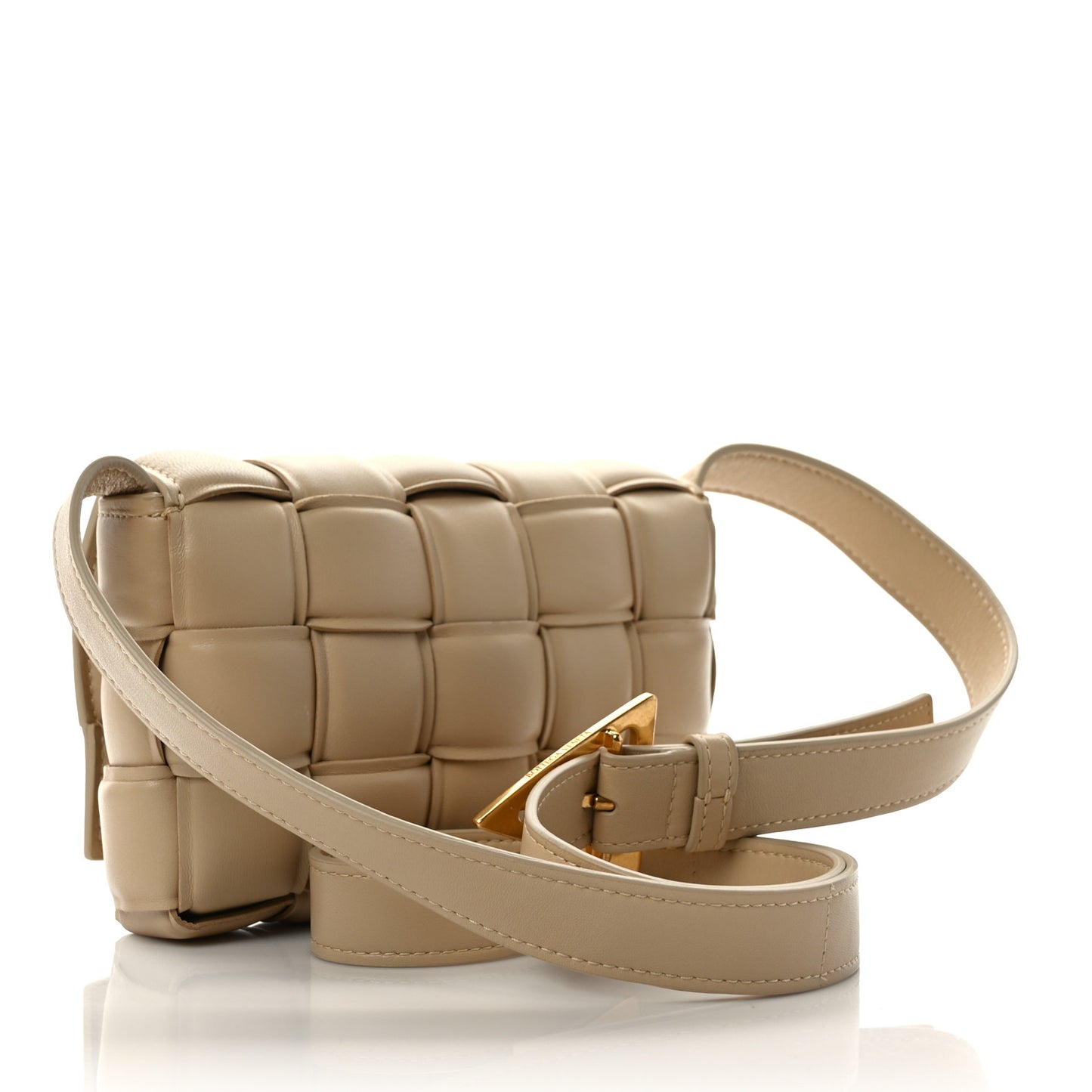 Nappa Intreccio Small Padded Cassette Crossbody Bag Ice Cream