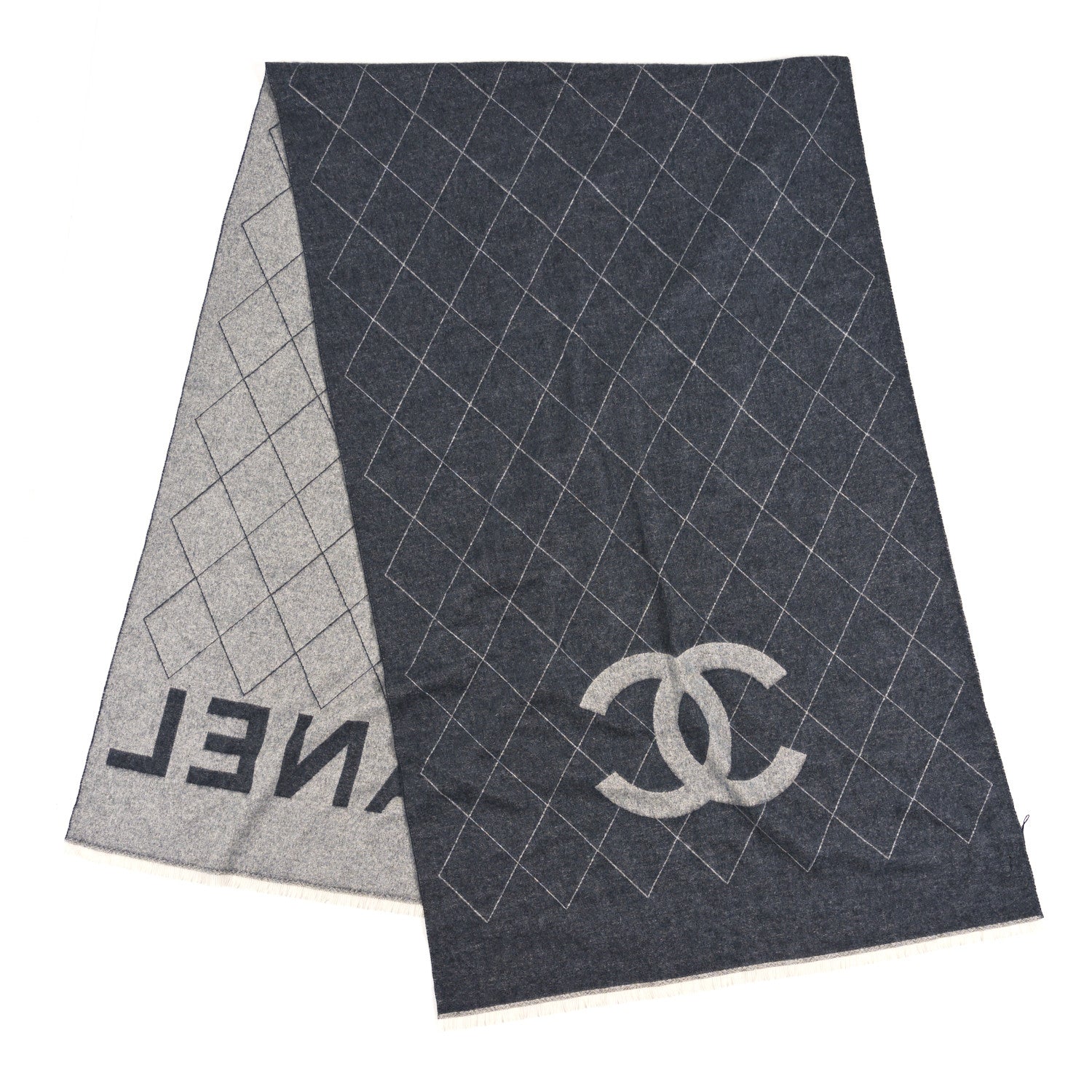 Chanel Cashmere CC Stole Grey 3 of 4