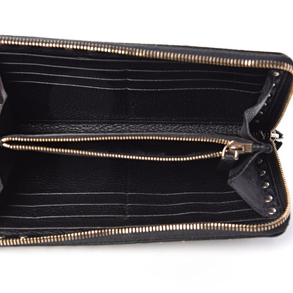 Valentino Garavani Pebbled Calfskin Rockstud Zip Around Wallet Black 5 of 10