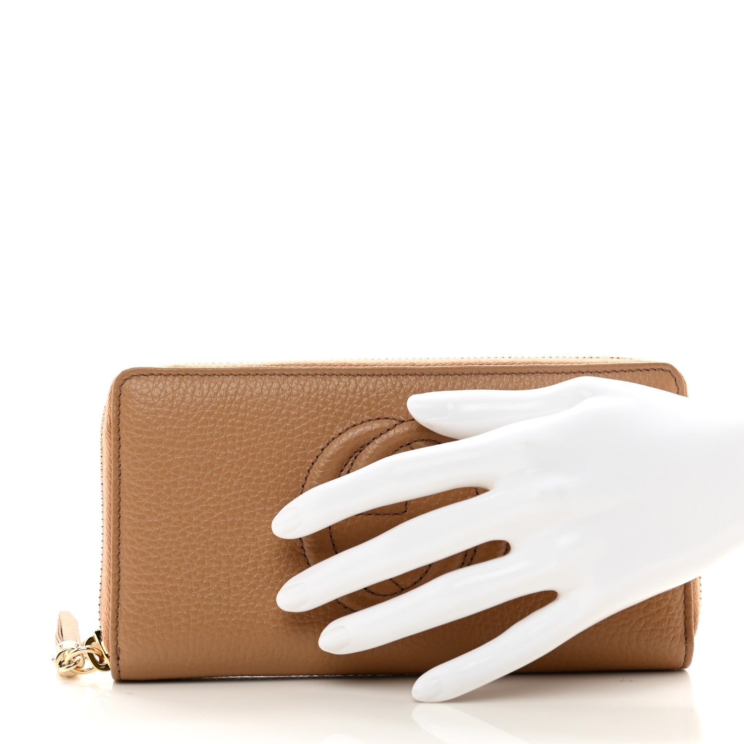 Gucci Pebbled Calfskin Soho Zip Around Wallet Camelia 2 of 8