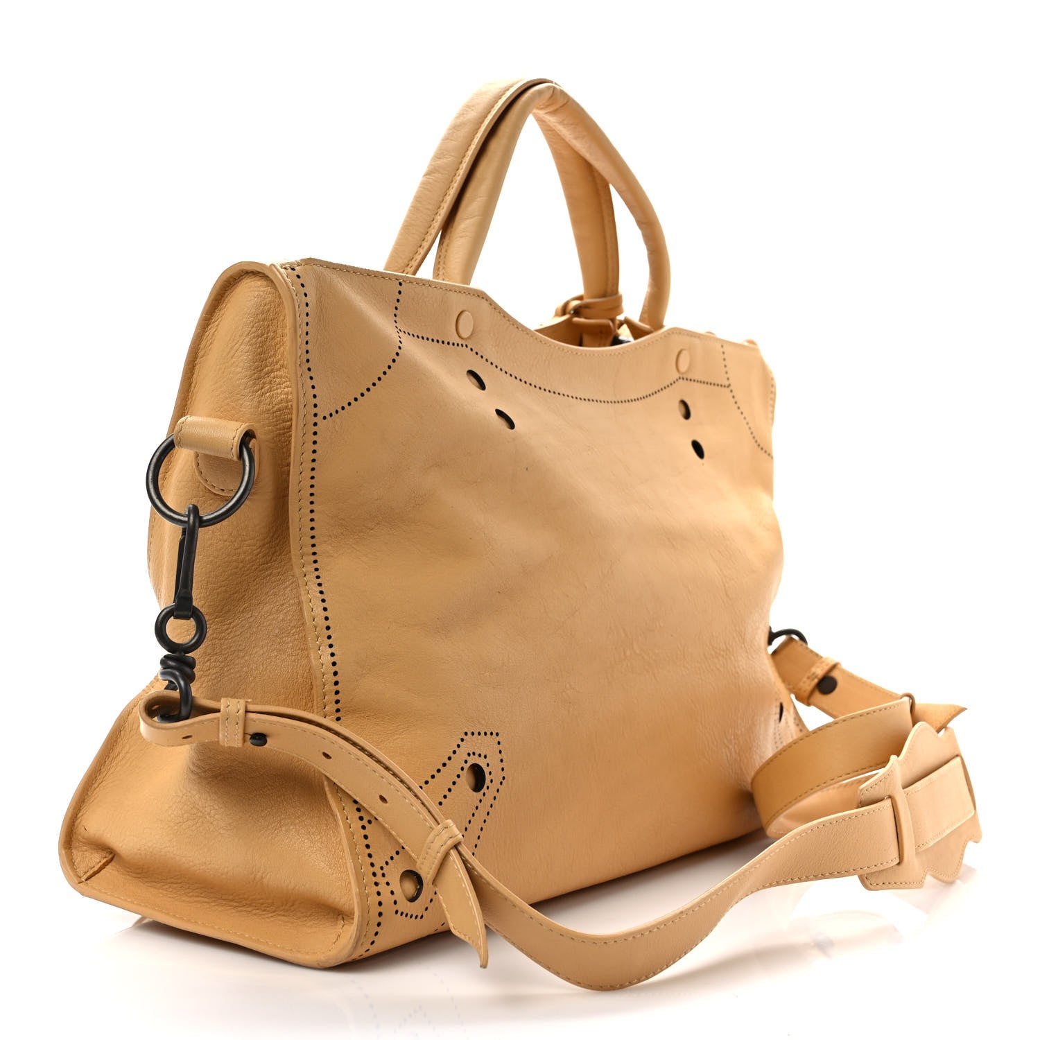 Balenciaga Calfskin Blackout Hardware Perforated City Beige Ocre 3 of 9
