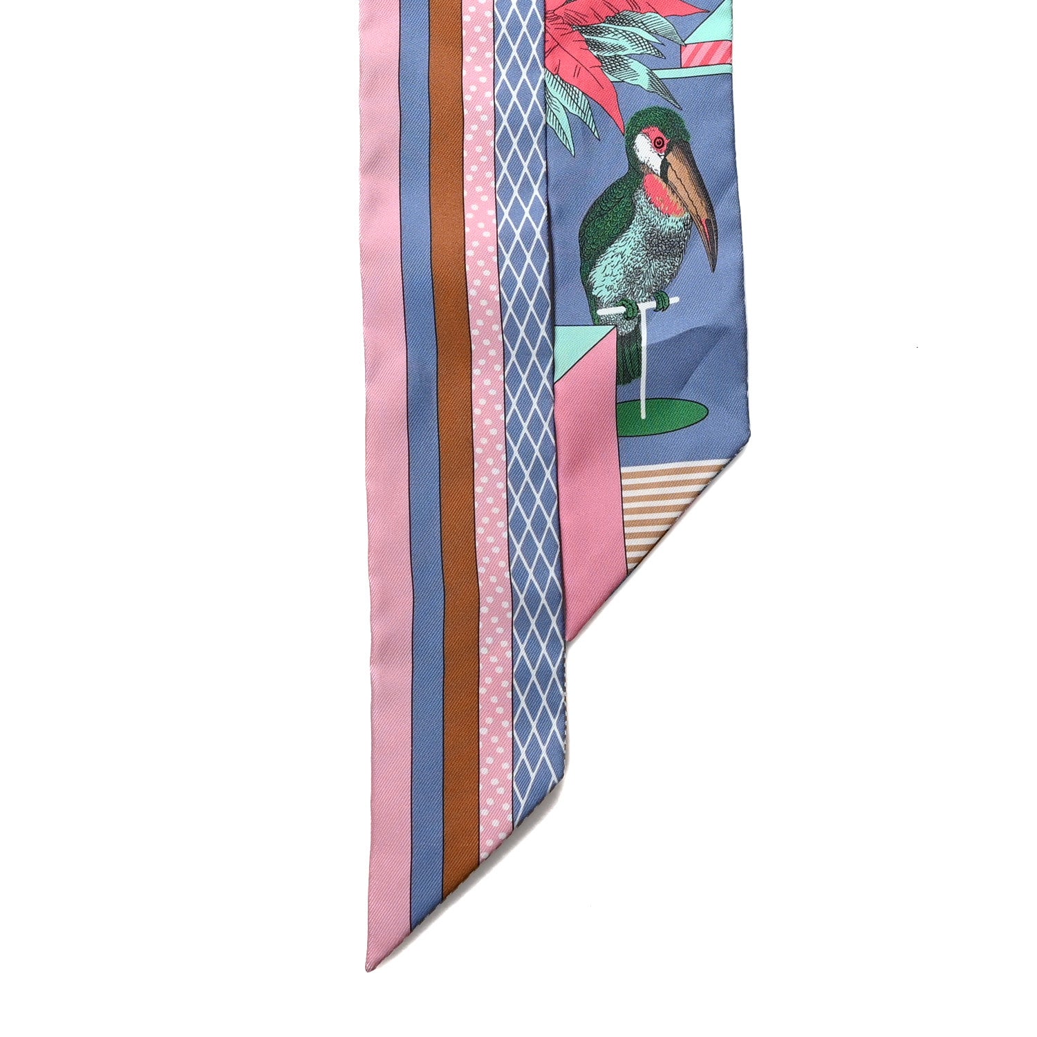 Hermes Silk Twilly Grand Theatre Nouveau Bleu Lavande Rose Vert 2 of 3