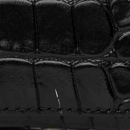 Balenciaga Calfskin Graffiti Logo Monochrome Crocodile Embossed Hourglass Top Handle Bag XS Black 13 of 14