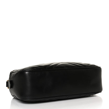 Gucci Calfskin Matelasse Small GG Marmont Chain Shoulder Bag Black 4 of 15