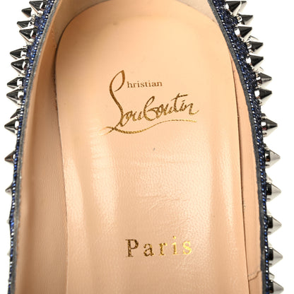 Christian Louboutin Denim Lame Lady Peep Spikes 150 Pumps 40 Blue 7 of 7