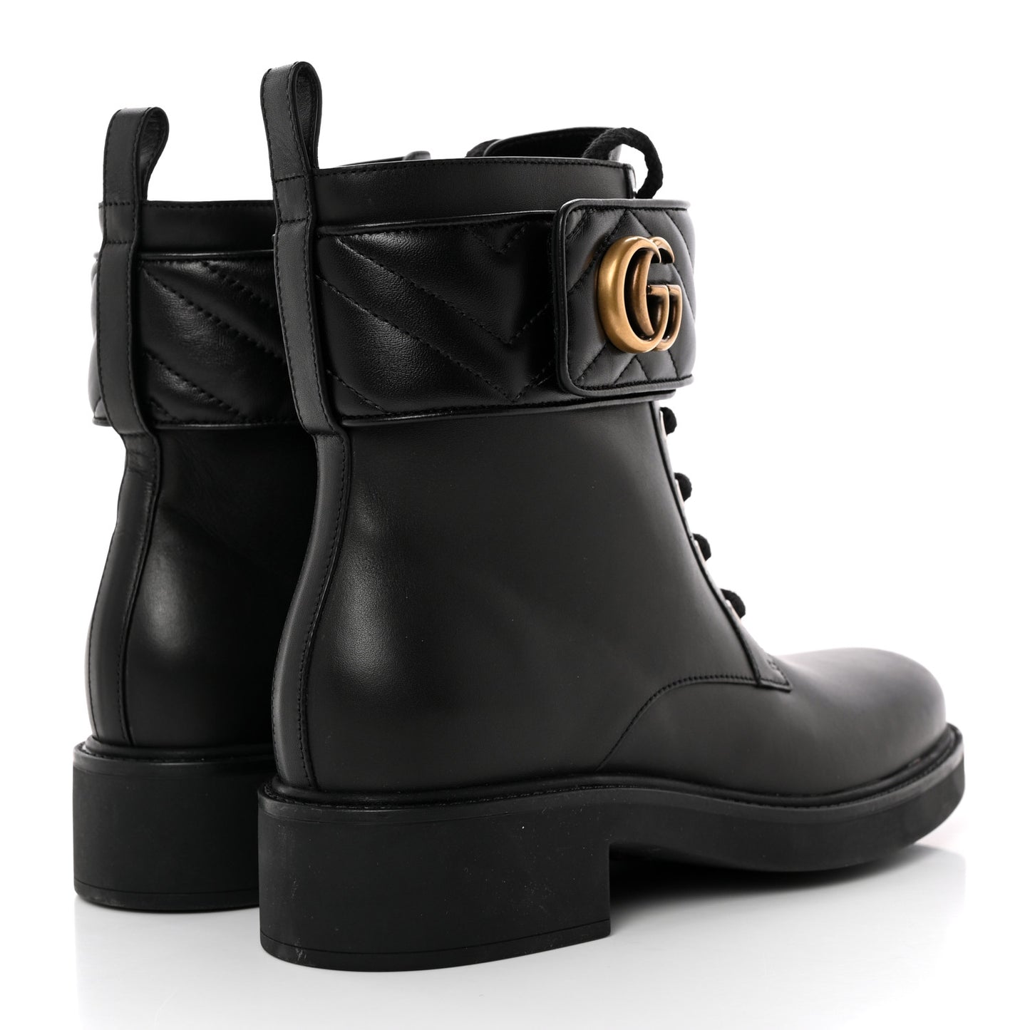 Flores Calfskin Nappa Matelasse GG 40mm Ankle Boots 39.5 Black