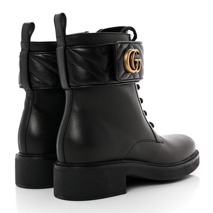 Gucci Flores Calfskin Nappa Matelasse GG 40mm Ankle Boots 39.5 Black 4 of 13