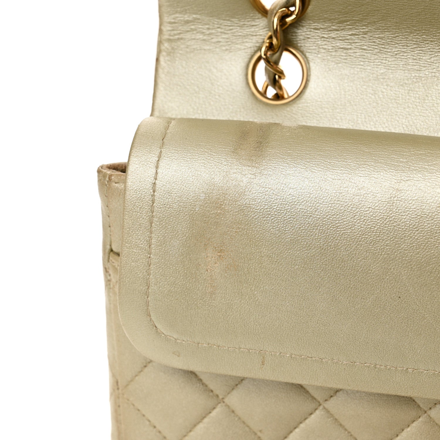 Chanel Metallic Lambskin Quilted Medium Double Flap Gold 17 of 23