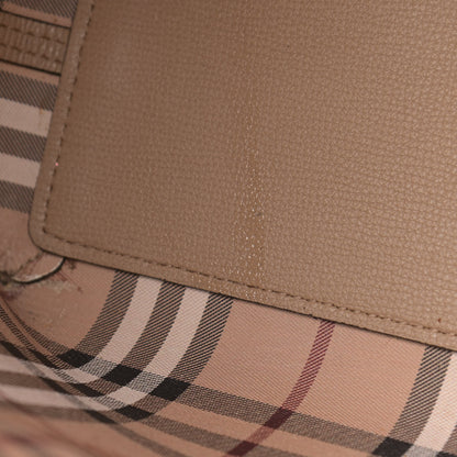 Burberry Grainy Calfskin Haymarket Check Medium Reversible Tote Camel 26 of 28