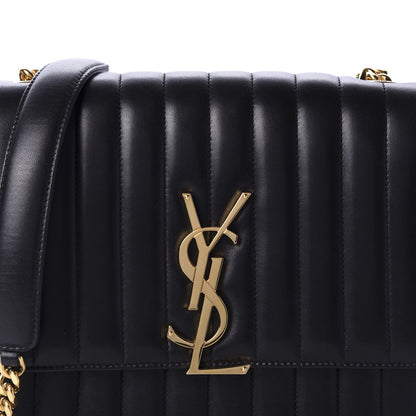 Saint Laurent Lambskin Matelasse Monogram Large Vicky Chain Bag Black 12 of 13