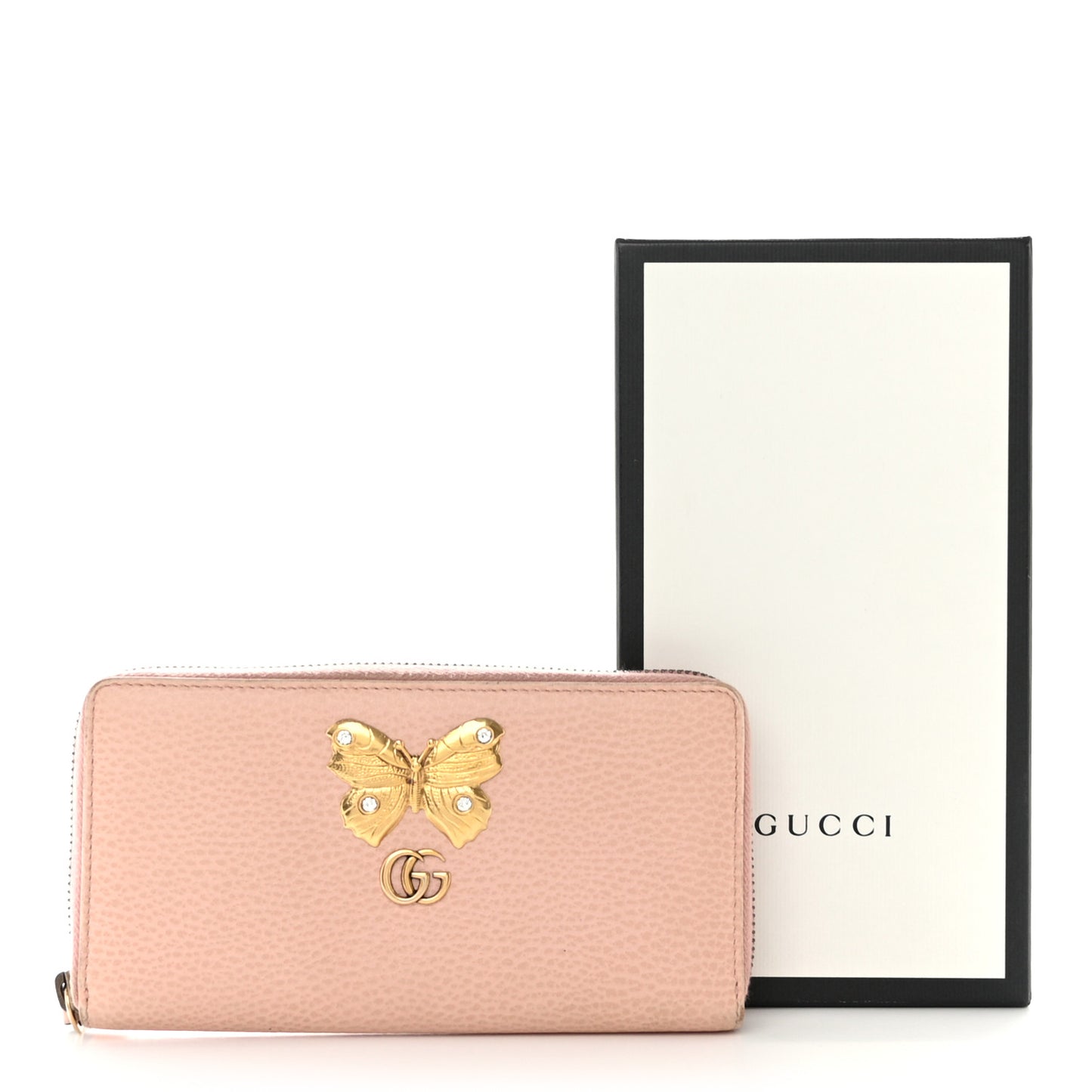 Calfskin Butterfly Farfalla Zip Around Wallet Perfect Pink