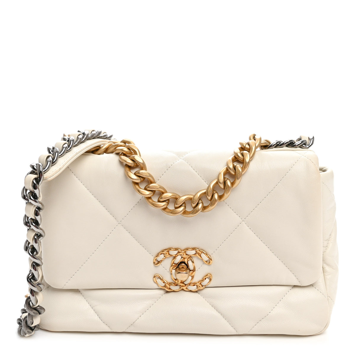 Chanel Lambskin Quilted Medium Chanel 19 Flap  White 1 of 11
