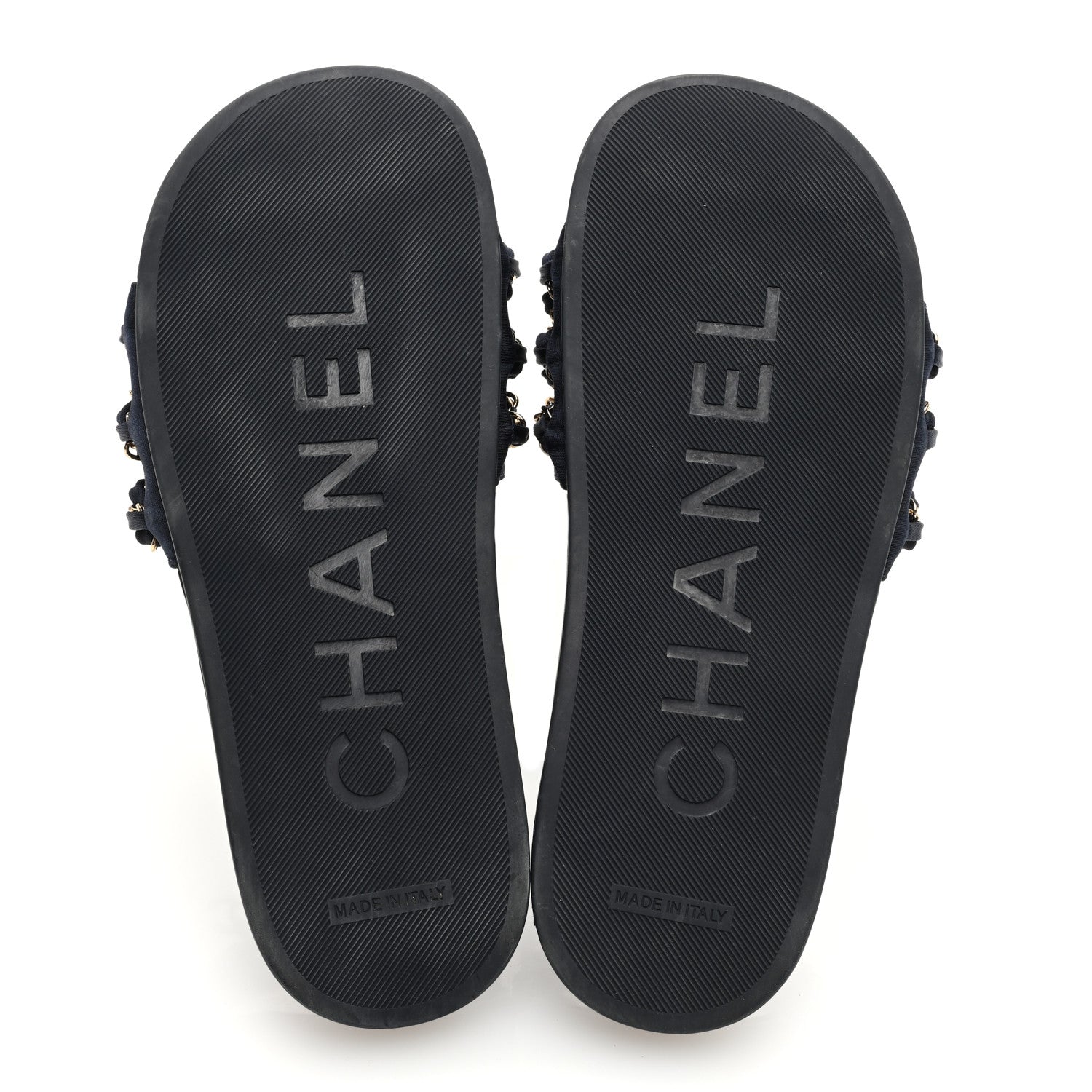 Chanel Satin Chain Flat Sandals 37 Marine 5 of 8