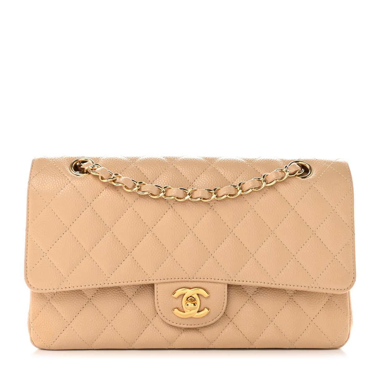 Chanel Caviar Quilted Medium Double Flap Beige 1 of 12