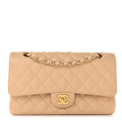 Chanel Caviar Quilted Medium Double Flap Beige 1 of 12