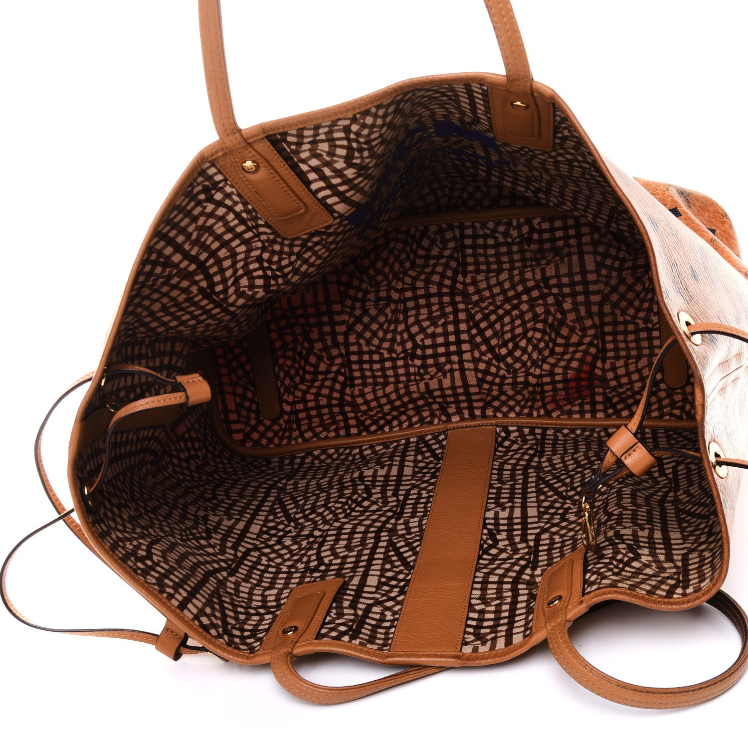 MCM Visetos Large Liz Reversible Shopper Tote Cognac 8 of 17