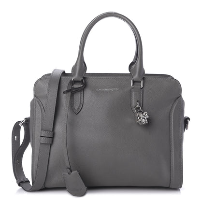 Alexander McQueen Pebbled Calfskin Small Skull Padlock Zip Around Tote Dark Grey 1 of 10