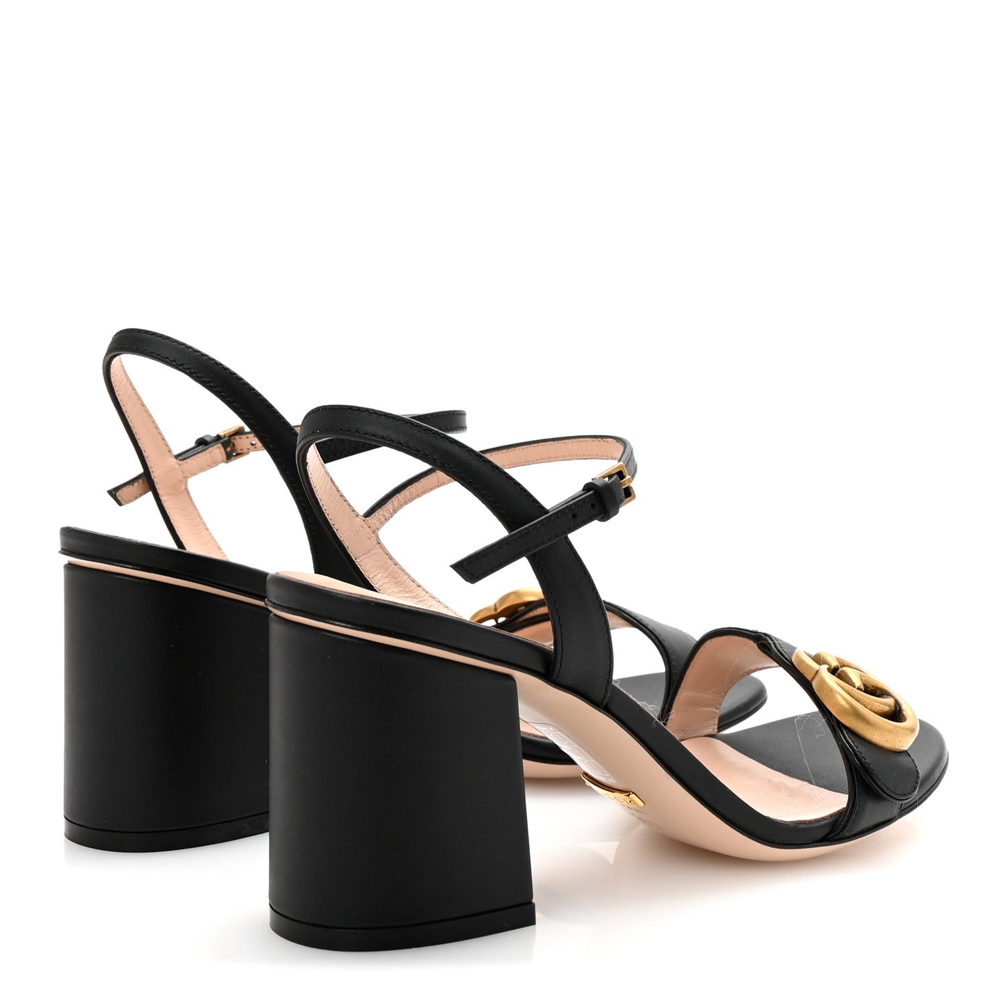 Lifford Calfskin GG Marmont Ankle Wrap 75mm Sandals 36.5 Black