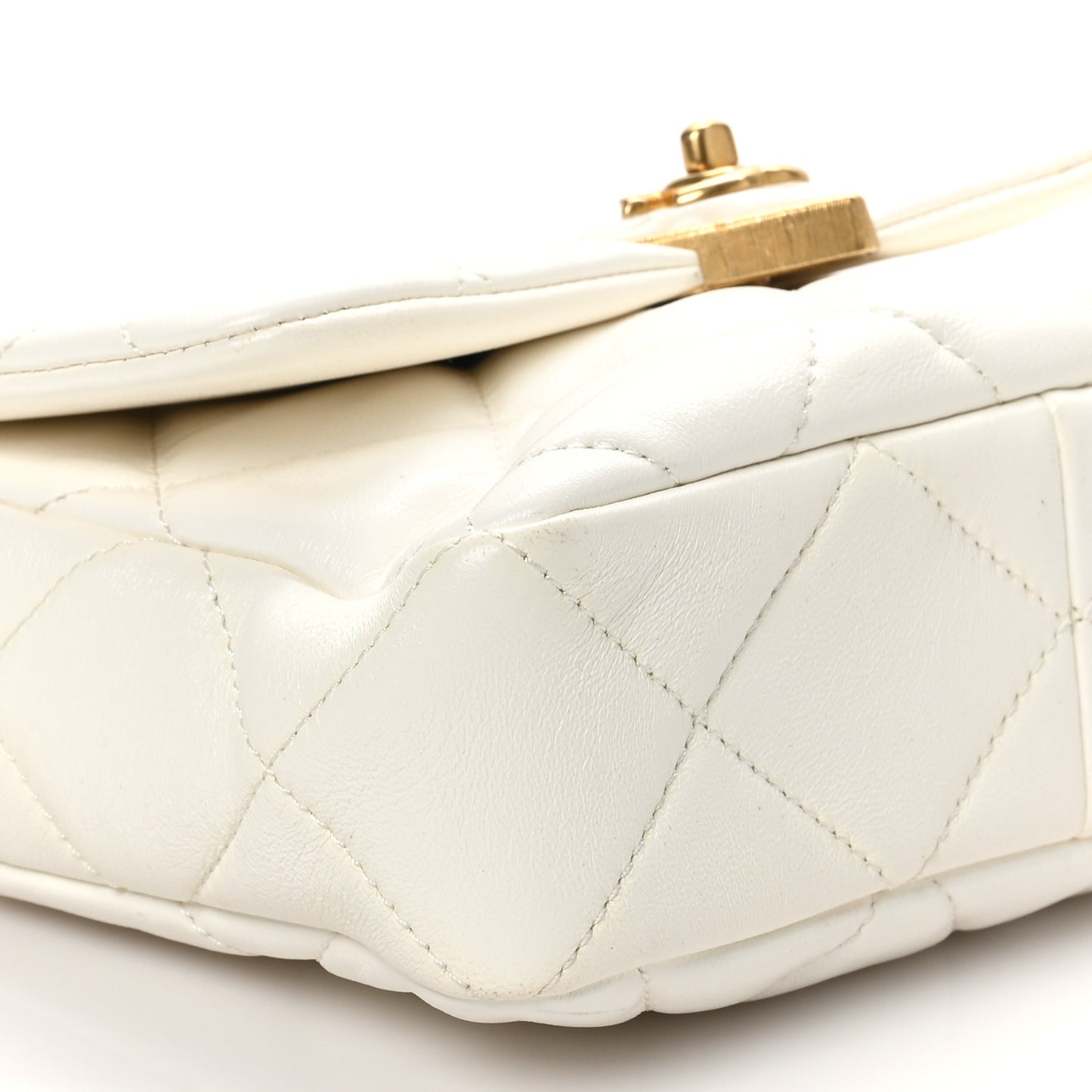 Lambskin Plexiglass Quilted Coco Love Mini Flap White