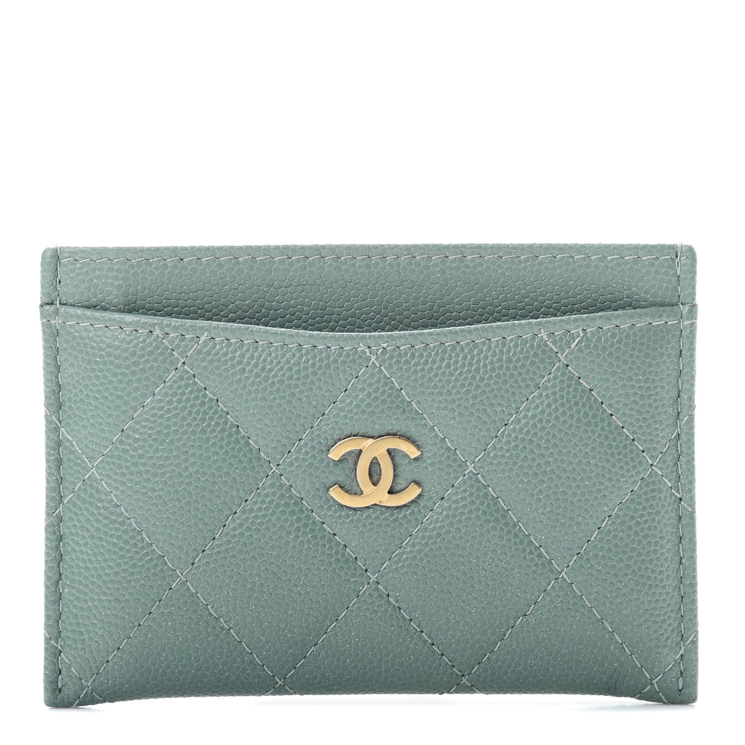 Chanel Iridescent Caviar Quilted Card Holder Light Blue 1 of 10