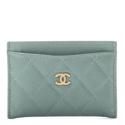 Chanel Iridescent Caviar Quilted Card Holder Light Blue 1 of 10