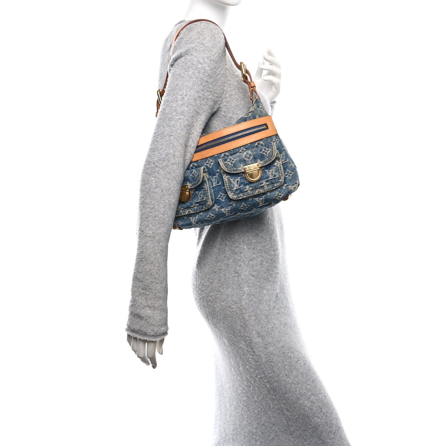 Louis Vuitton Monogram Denim Baggy PM Blue 2 of 9