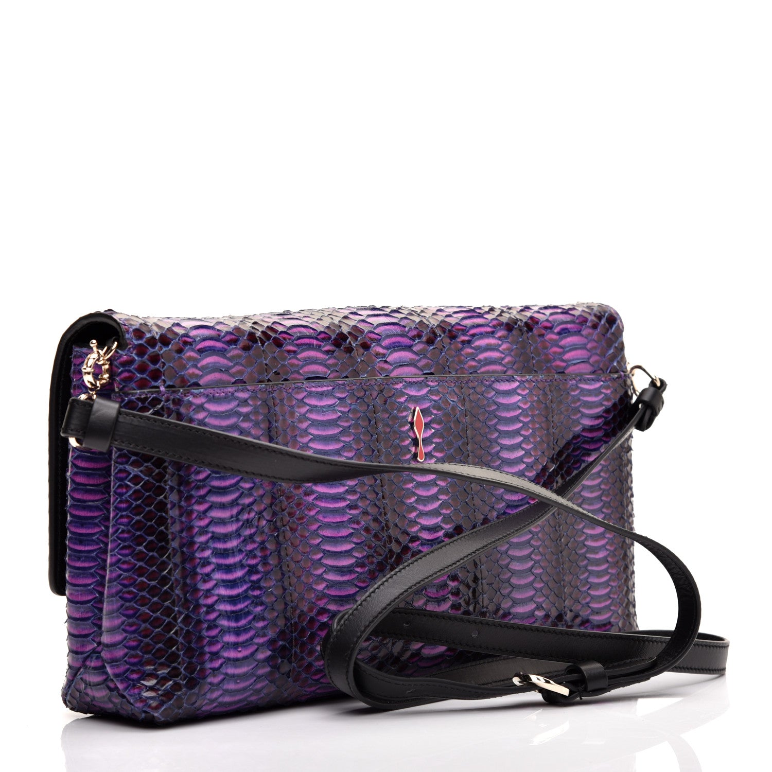 Christian Louboutin Watersnake Rocaille Rougissime Clutch Violet 3 of 11