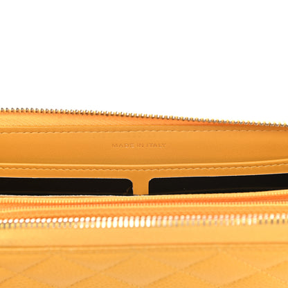 Chanel Caviar Quilted Large Gusset Zip Around Wallet Yellow 7 of 12