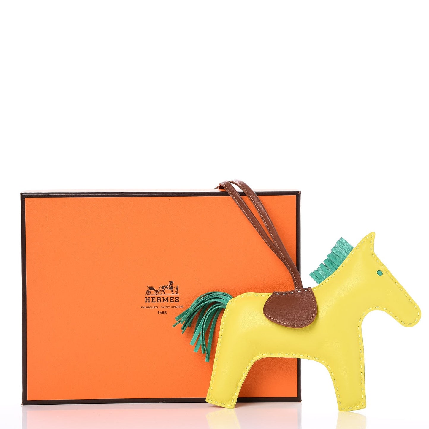 Milo Lambskin Grigri Rodeo Horse Bag Charm GM Lime Menthe Fauve