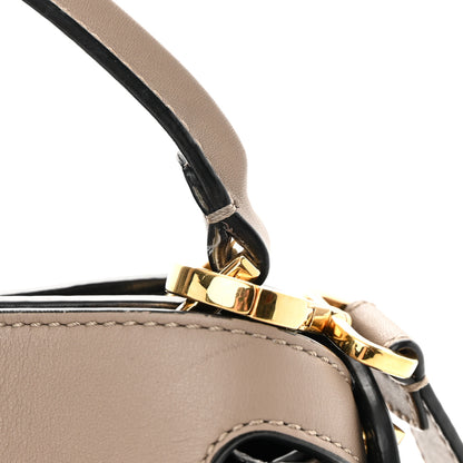 Fendi Vitello Tahiti Burro Medium Peekaboo Iconic Essentially Satchel Tortora Black 14 of 18
