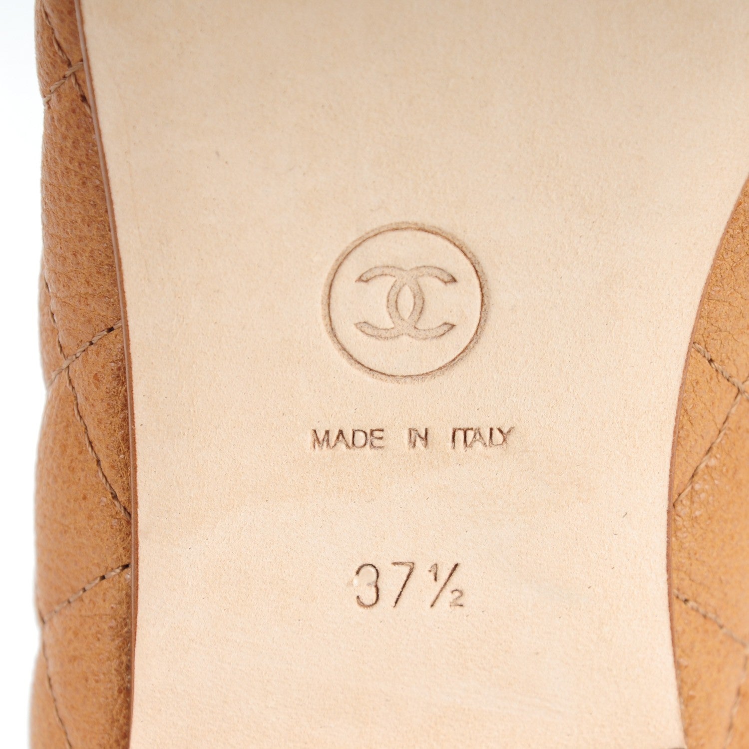 Chanel Caviar Patent CC Cap Toe Ballerina Flats 37.5 Brown 6 of 8