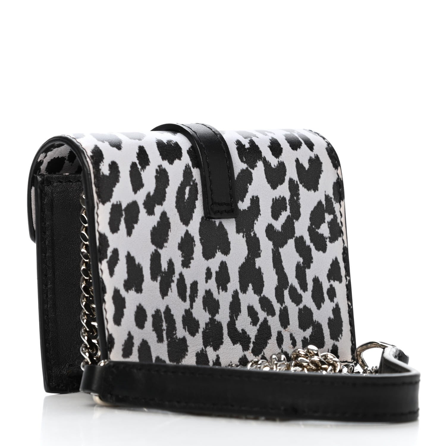 Saint Laurent Calfskin Monogram Leopard Print Mini Candy Crossbody Black White 2 of 4