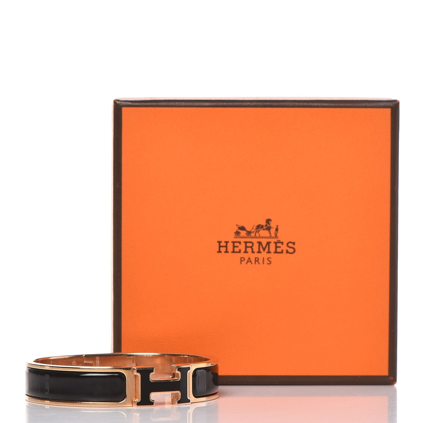 Enamel Narrow Clic Clac H Bracelet PM Black
